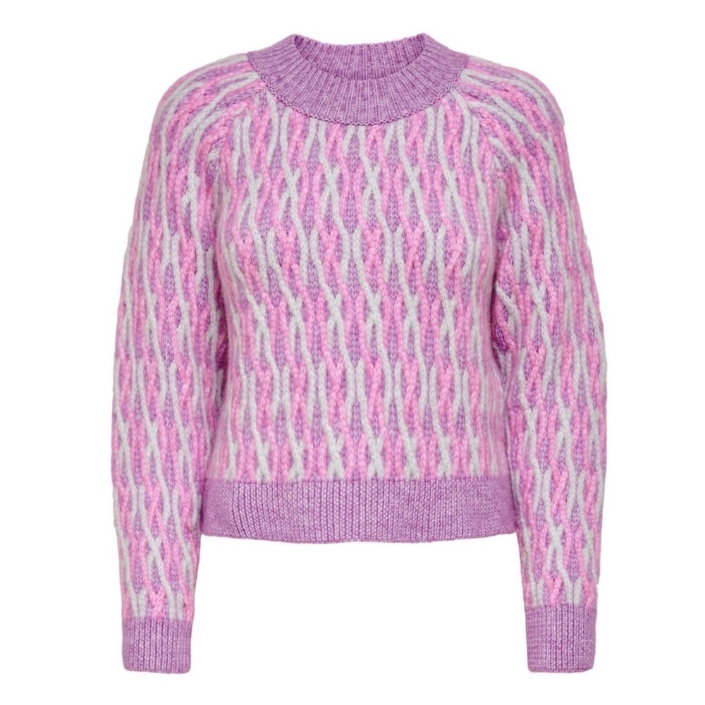 Only pink and lilac cable knit sweater